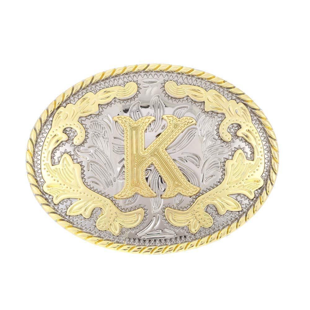 4234 Western Belt Buckle Initial Letters ABCDEFG to Y-Cowboy Rodeo Gold